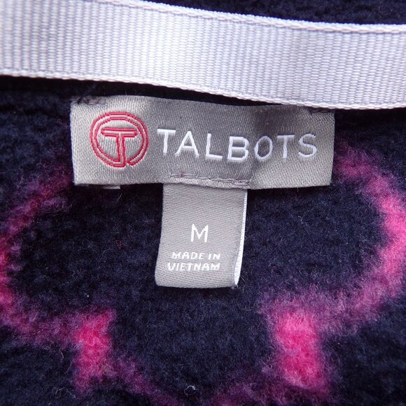 Talbots Women's Full-Zip Fleece Jacket Size M Long Sleeve Zip Pockets Blue Pink - Picture 8 of 9